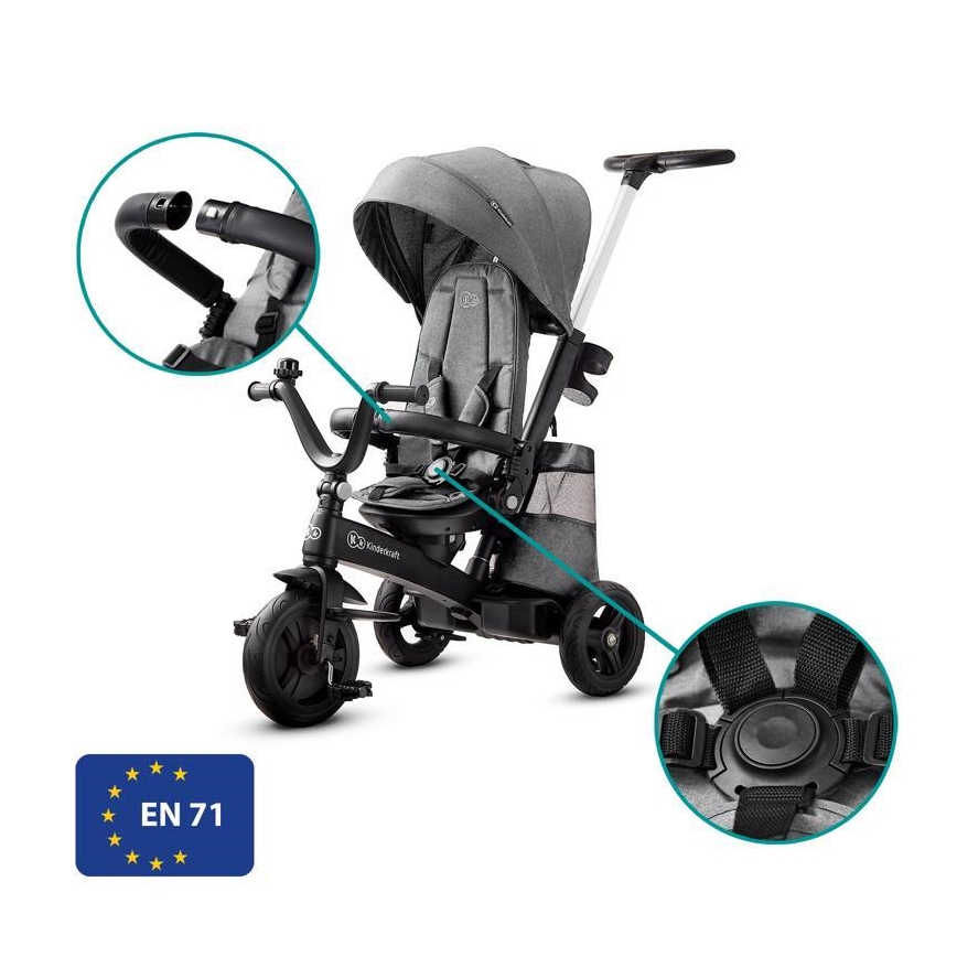 KINDERKRAFT - Dečiji tricikl 5u1 EASYTWIST siva/crna