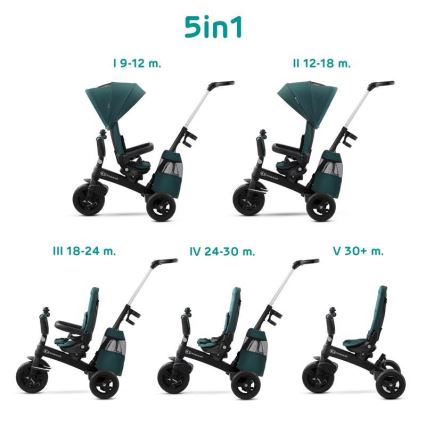 KINDERKRAFT - Dečiji tricikl 5u1 EASYTWIST zeleni/crni