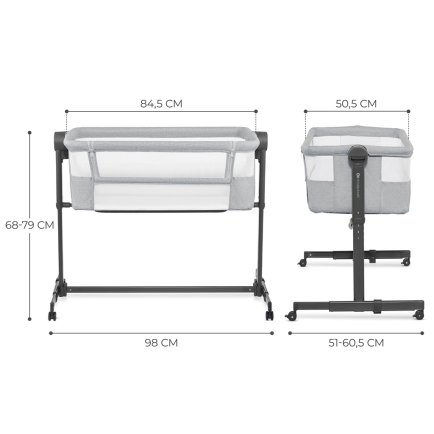 KINDERKRAFT - Dečji krevetić NESTE UP 2 svetlosiva