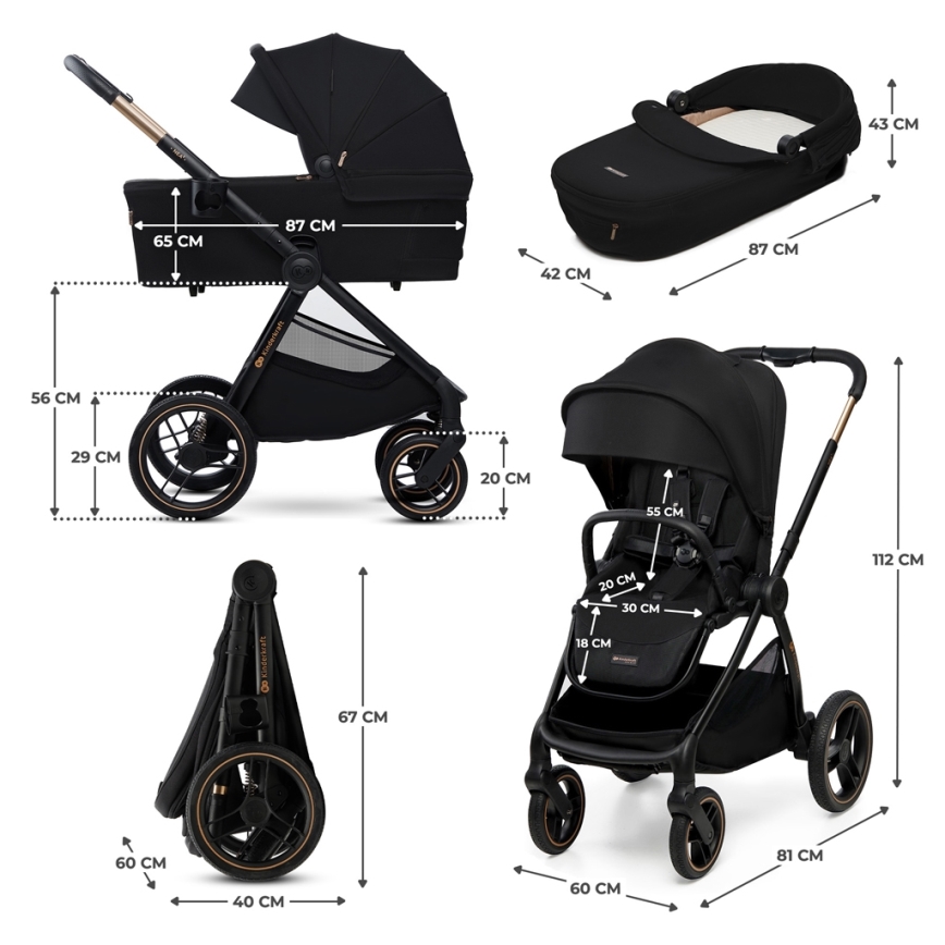 KINDERKRAFT - Kombinovana kolica 2u1 NEA 2 Midnight black