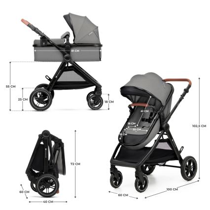 KINDERKRAFT - Kombinovana kolica 3u1 ESME Moonlight grey + auto-sedište MINK PRO