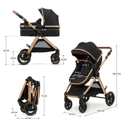KINDERKRAFT - Kombinovana kolica 3u1 ESME Pure black + auto-sedište MINK PRO