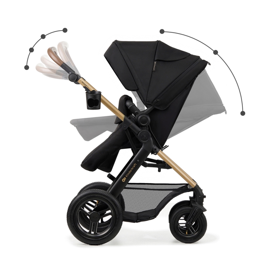 KINDERKRAFT - Kombinovana kolica 3u1 MOOV 2 AIR Čista crna + autosedište MINK PRO