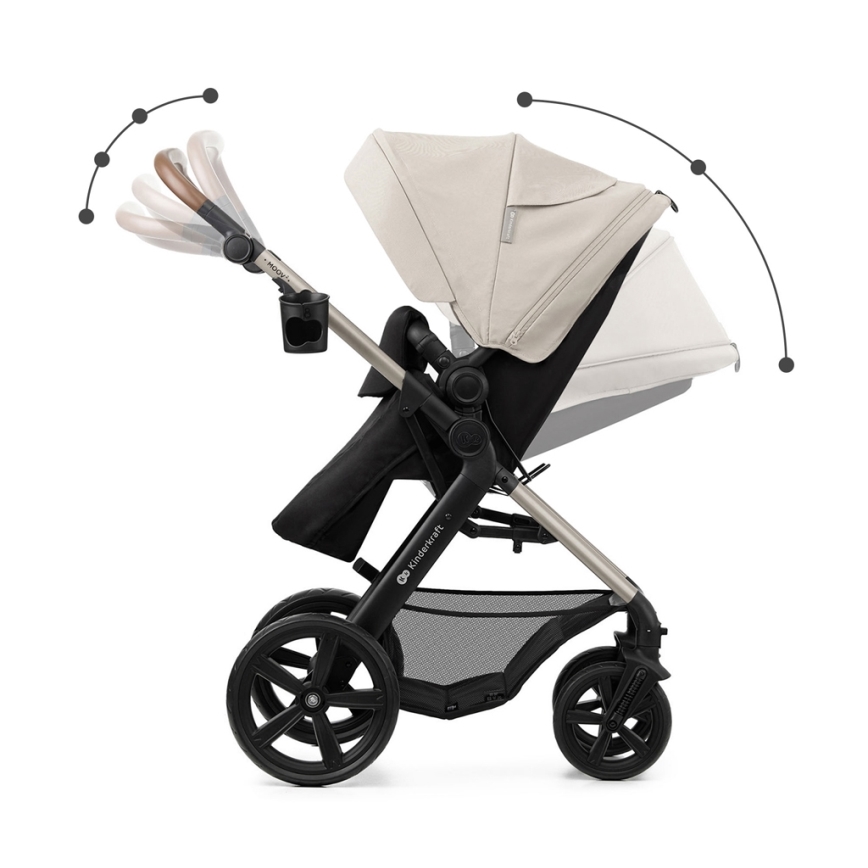 KINDERKRAFT - Kombinovana kolica 3u1 MOOV 2 Moonlight grey + dečije auto-sedište MINK PRO