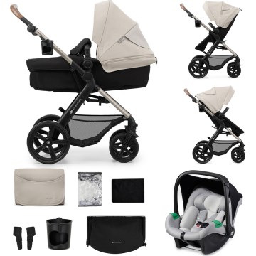 KINDERKRAFT - Kombinovana kolica 3u1 MOOV 2 Moonlight grey + dečije auto-sedište MINK PRO