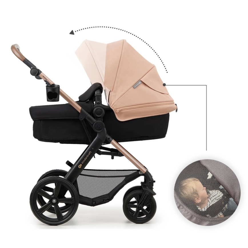 KINDERKRAFT - Kombinovana kolica 3u1 MOOV 2 Peščano bež + auto-sedište MINK PRO