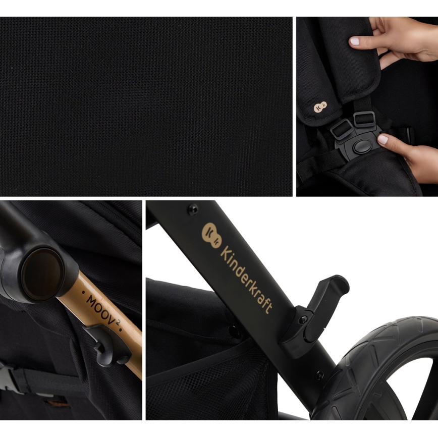 KINDERKRAFT - Kombinovana kolica 3u1 MOOV 2 Pure black + autosedište MINK PRO