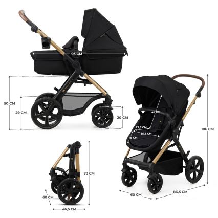 KINDERKRAFT - Kombinovana kolica 3u1 MOOV 2 Pure black + autosedište MINK PRO