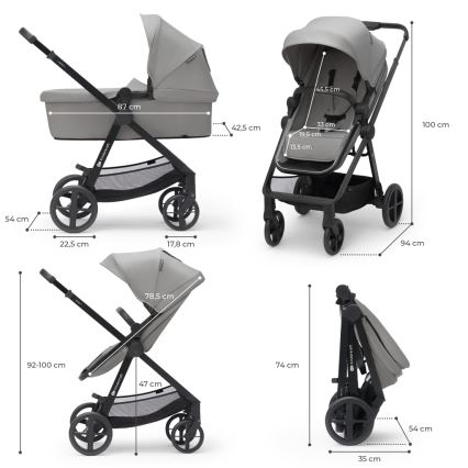 KINDERKRAFT - Kombinovana kolica 3u1 NEWLY Moonlight grey + autosedište MINK PRO