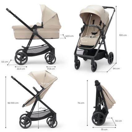 KINDERKRAFT - Kombinovana kolica 3u1 NEWLY peskasto bež + autosedište MINK PRO