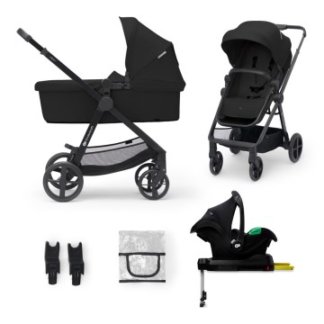 KINDERKRAFT - Kombinovana kolica 4u1 NEWLY Classic crna + autosedište MINK PRO sa ISOFIX bazom