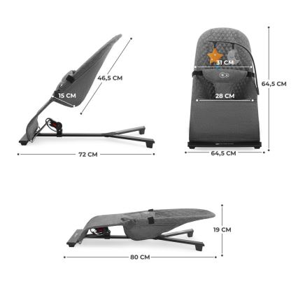 KINDERKRAFT - Ležaljka za bebe MIMI, siva