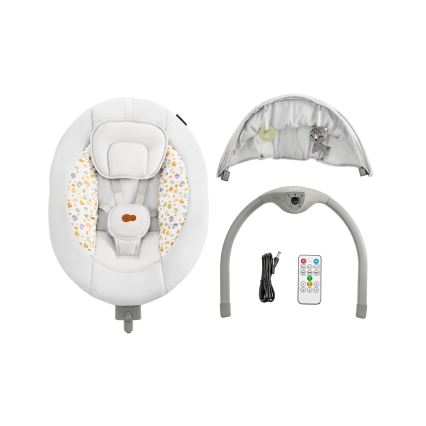 KINDERKRAFT - Ljuljaška za bebe sa melodijom 2u1 LUMI svetlo siva