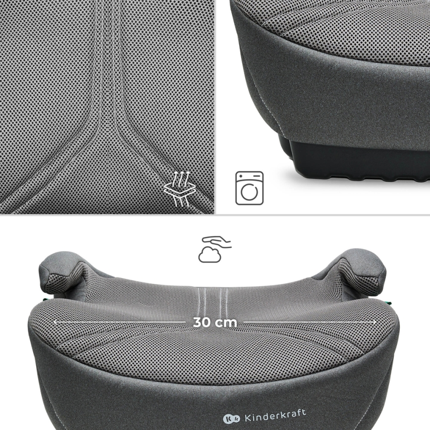 KINDERKRAFT - Podižno sedište za auto I-BOOST 2 PRO i-Size 125–150 cm sivo