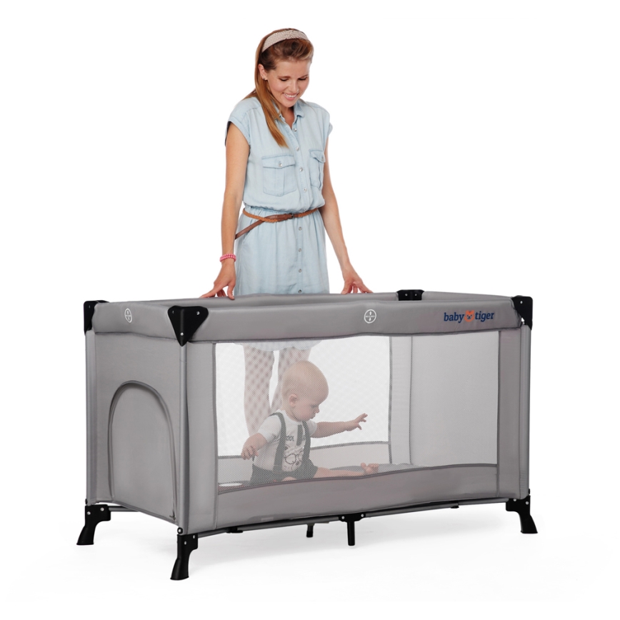 KINDERKRAFT - Putni krevetić Baby Tiger VIKI, siva