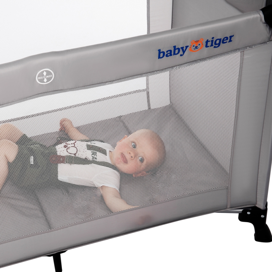 KINDERKRAFT - Putni krevetić Baby Tiger VIKI, siva