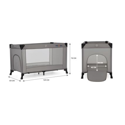 KINDERKRAFT - Putni krevetić Baby Tiger VIKI, siva