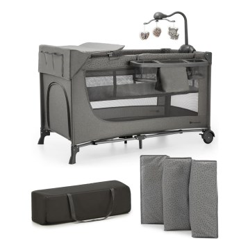 KINDERKRAFT - Putni krevetić JOY 2 sa dodacima, sive boje