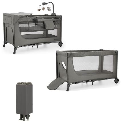 KINDERKRAFT - Putni krevetić JOY 2 sa dodacima, sive boje