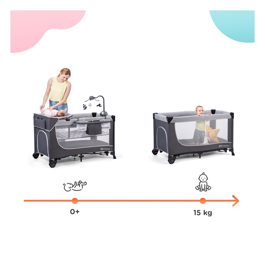 KINDERKRAFT - Putni krevetić LEODY siva