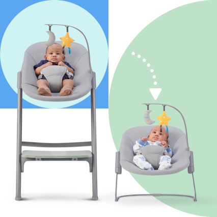KINDERKRAFT SELECT - Dečija stolica za hranjenje 3u1 LIVY Premium Aster roze + ležaljka CALMEE