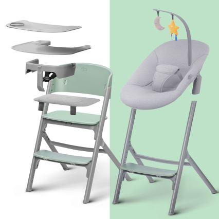 KINDERKRAFT SELECT - Dečija stolica za hranjenje 3u1 LIVY Premium Aster roze + ležaljka CALMEE