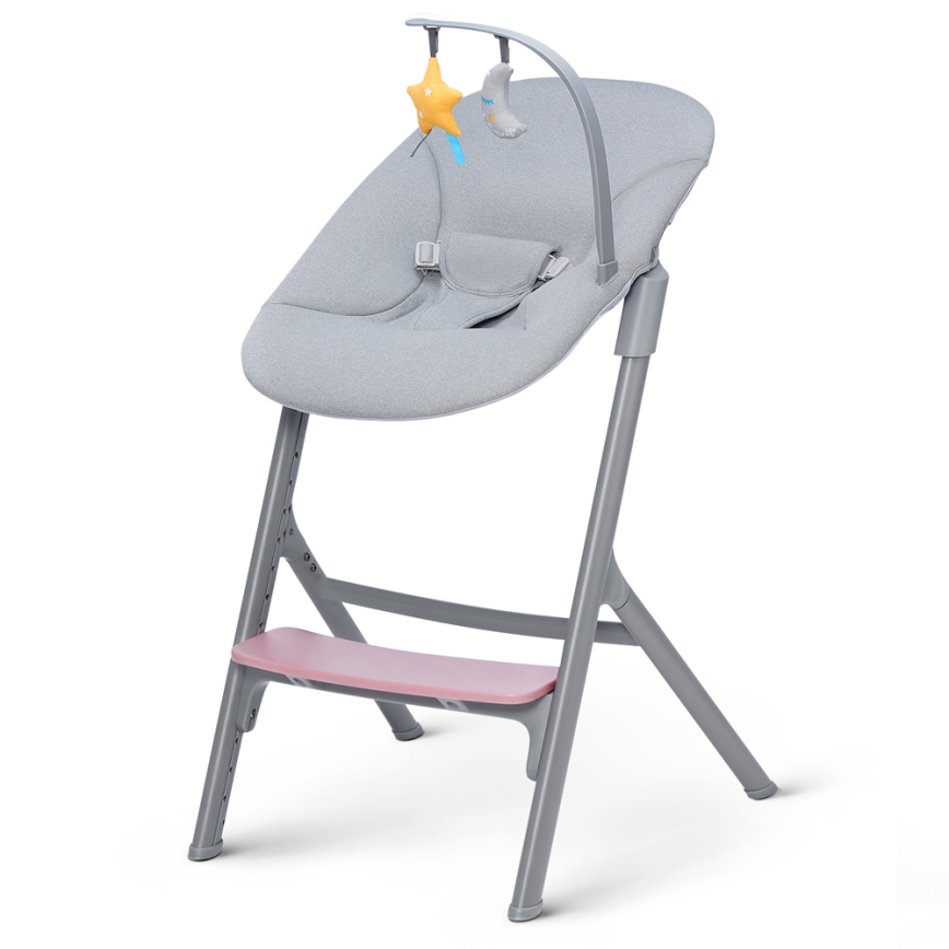 KINDERKRAFT SELECT - Dečija stolica za hranjenje 3u1 LIVY Premium Aster roze + ležaljka CALMEE