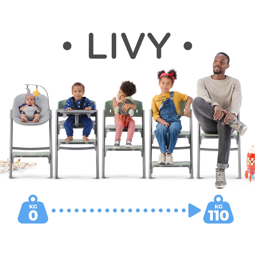 KINDERKRAFT SELECT - Dečija hranilica 3u1 LIVY Premium maslinasto zelena + ležaljka CALMEE