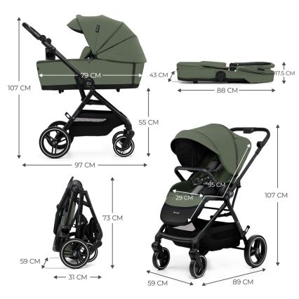 KINDERKRAFT SELECT - Kombinovana kolica 2u1 YOXI Mistična zelena