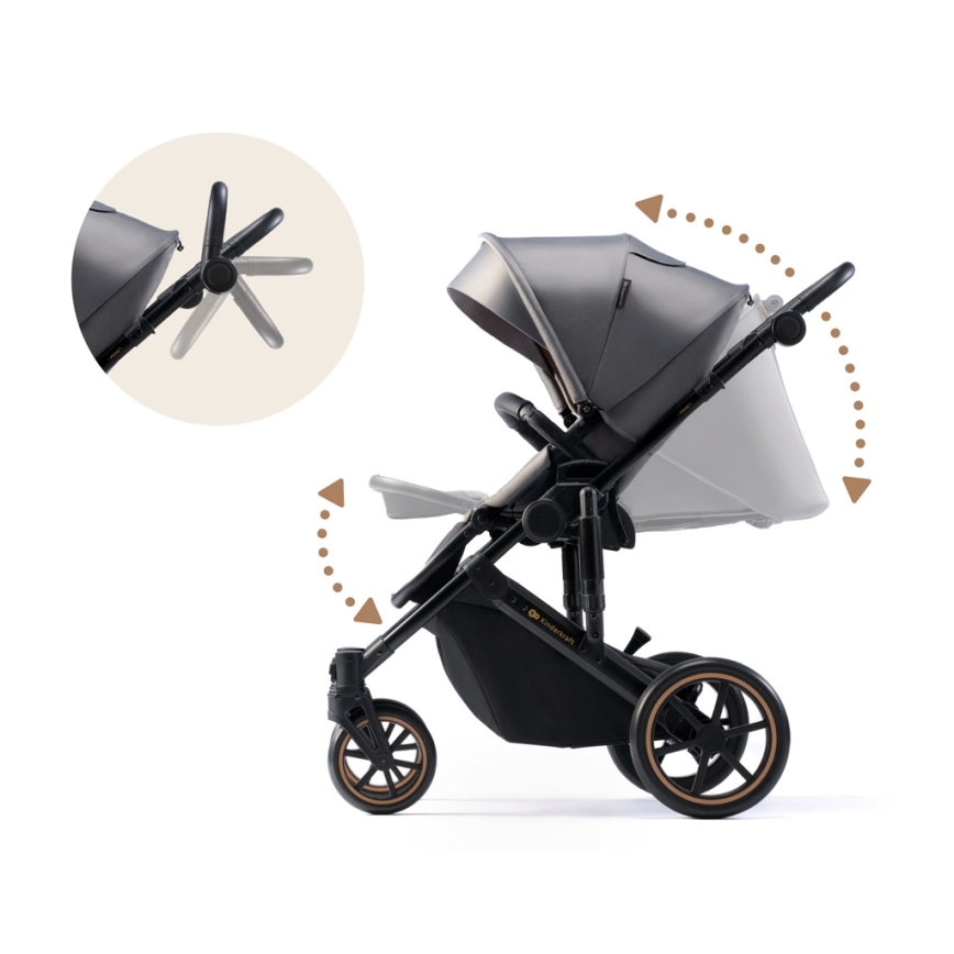 KINDERKRAFT SELECT - Kombinovana kolica 3u1 PRIME 2 Premium Shadow grey + autosedište
