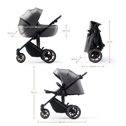 KINDERKRAFT SELECT - Kombinovana kolica 3u1 PRIME 2 Premium Shadow grey + autosedište