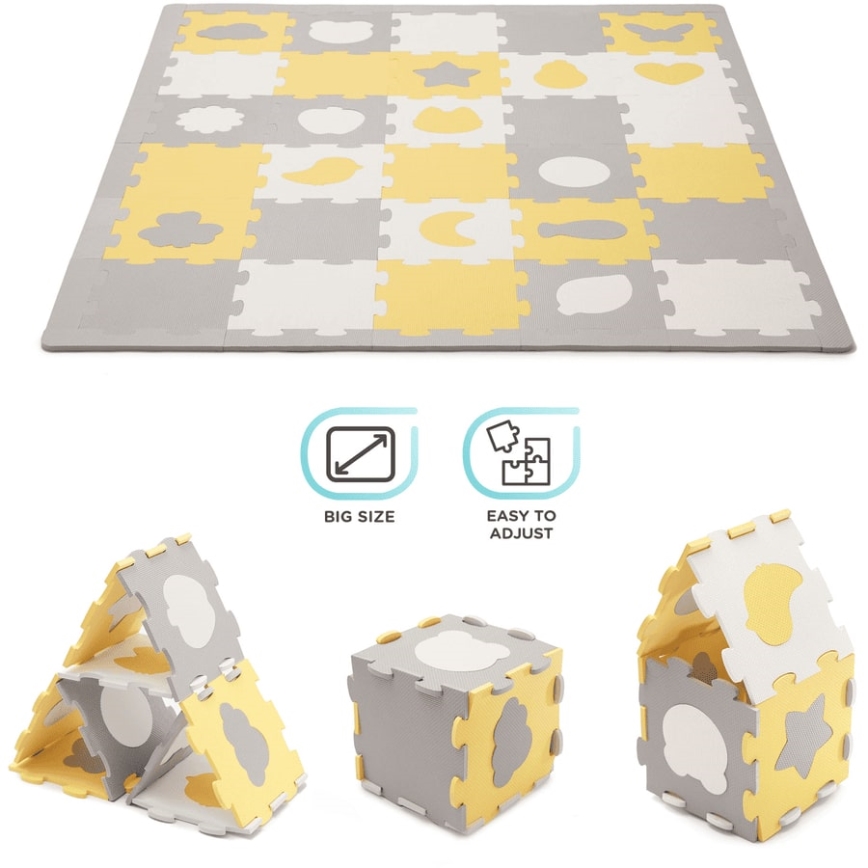 KINDERKRAFT - Penasta slagalica LUNO, 30 kom, siva/žuta