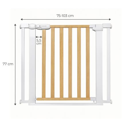 KINDERKRAFT - Sigurnosna kapija LOCK&GO 75-103 cm borovina
