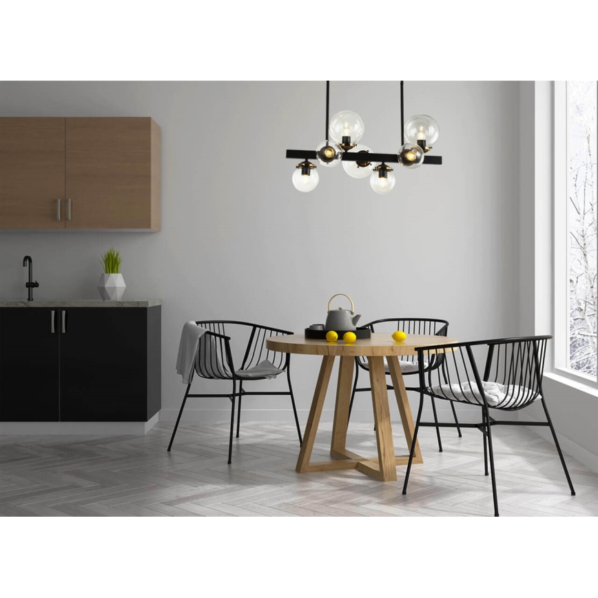 Luster na šipci HYPERION 7xE27/7W/230V crna/prozirna