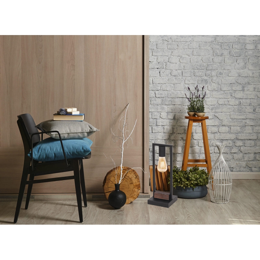 Stona lampa HARD 1xE27/11W/230V drvo/crna