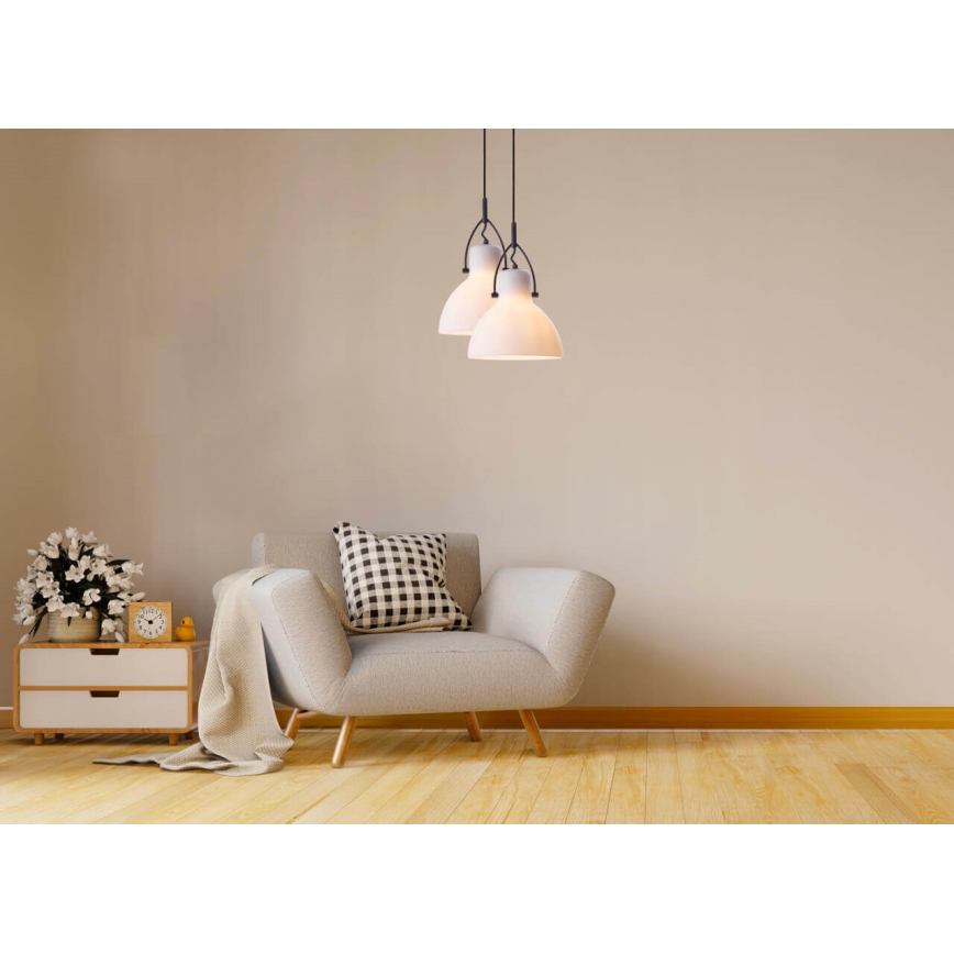 Luster na sajli RACK 1xE27/11W/230V bela/crna