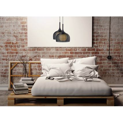 Luster na sajli CENTER 1xE27/9W/230V crni