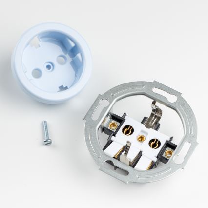 Kliklap - Dupla retro kućna utičnica sa ramom SCHUKO 230V plava