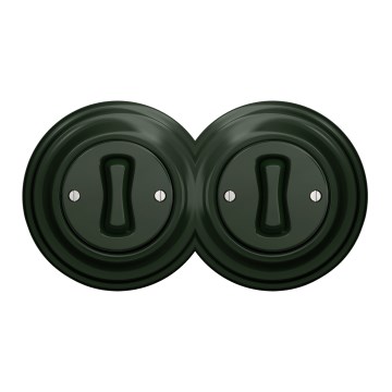 Kliklap - Dupli retro jednopolni prekidač sa okvirom br. 1, zelene boje