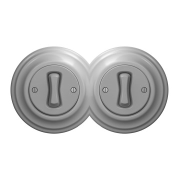 Kliklap - Dupli retro jednopolni prekidač sa ramom br. 1, sive boje