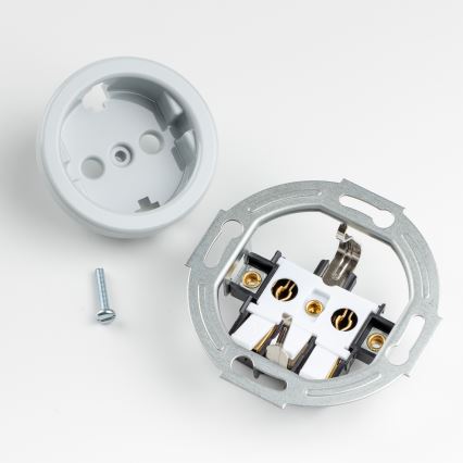 Kliklap - Dvostruka retro kućna utičnica sa okvirom SCHUKO 230V siva