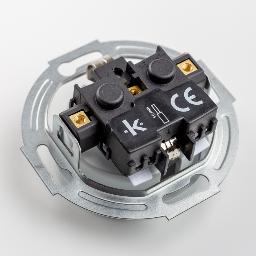 Kliklap - Dvostruka retro kućna utičnica sa okvirom SCHUKO 230V siva