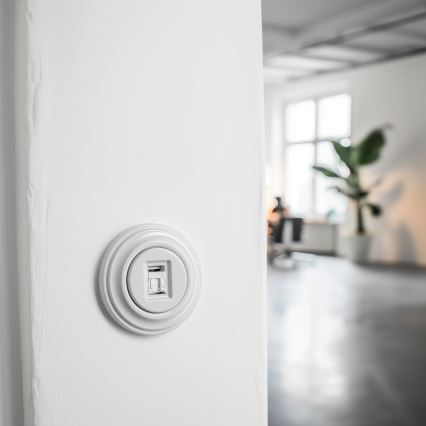 Kliklap - Retro data priključnica sa ramom, snežno bela