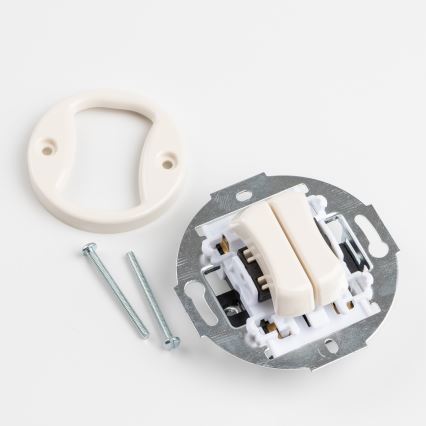 Kliklap - Retro dupli prekidač za stepenište sa okvirom br. 6+6, bež