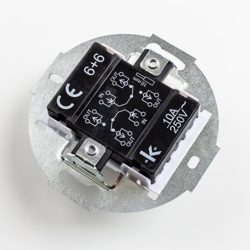 Kliklap - Retro dupli prekidač za stepenište sa okvirom br. 6+6, bež