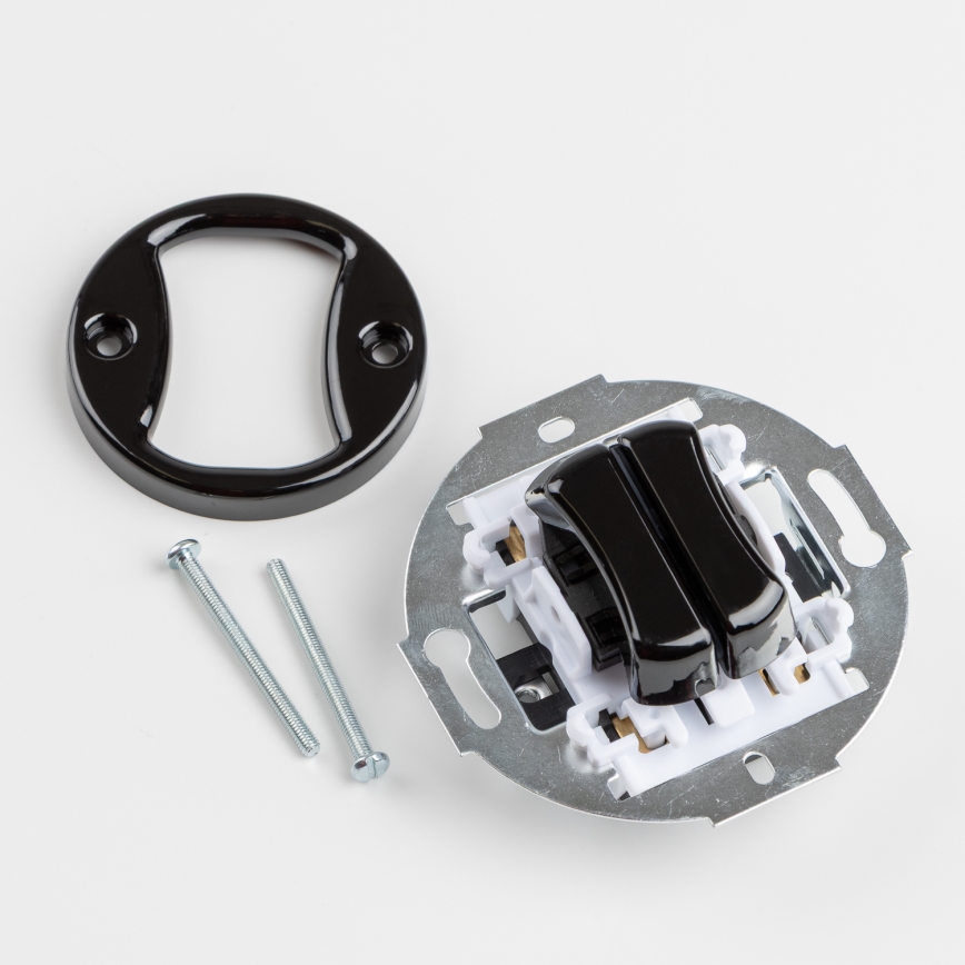 Kliklap - Retro dvostruki prekidač bez okvira, crne boje