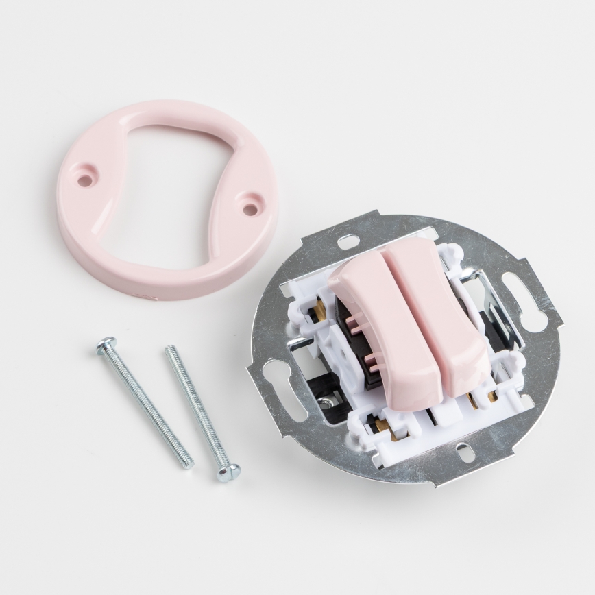 Kliklap - Retro dvostruki prekidač bez okvira, staro-ružičasta