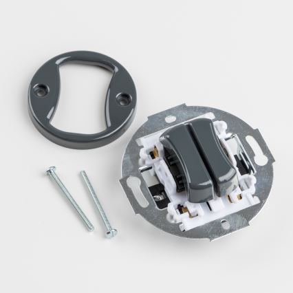 Kliklap - Retro dvostruki prekidač za stepenište bez okvira br. 6+6 antracit