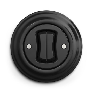 Kliklap - Retro dvostruki prekidač za stepenište sa okvirom br. 6+6, crni