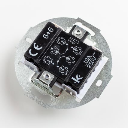 Kliklap - Retro dvostruki prekidač za stepenište sa okvirom br. 6+6, crni